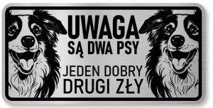 Tabliczka ostrzegawcza - Uwaga pies Border Collie 2 psy
