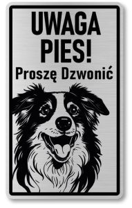 Tabliczka ostrzegawcza - Uwaga pies Border Collie