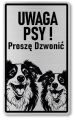Tabliczka ostrzegawcza - Uwaga pies Border Collie 2 psy