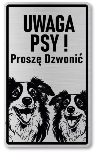 Tabliczka ostrzegawcza - Uwaga pies Border Collie 2 psy