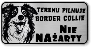 Tabliczka ostrzegawcza - Uwaga pies Border Collie śmieszna