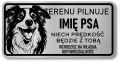 Tabliczka ostrzegawcza - Uwaga pies Border Collie z imieniem
