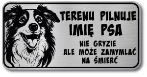 Tabliczka ostrzegawcza - Uwaga pies Border Collie z imieniem