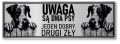 Tabliczka ostrzegawcza - Uwaga pies DOG NIEMIECKI 2 psy