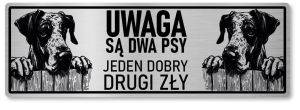 Tabliczka ostrzegawcza - Uwaga pies DOG NIEMIECKI 2 psy