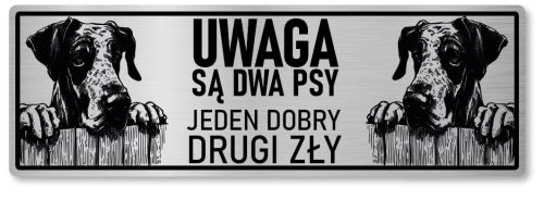 Tabliczka ostrzegawcza - Uwaga pies DOG NIEMIECKI 2 psy