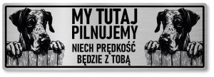 Tabliczka ostrzegawcza - Uwaga pies DOG NIEMIECKI 2 psy