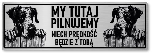 Tabliczka ostrzegawcza - Uwaga pies DOG NIEMIECKI 2 psy