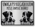 Tabliczka ostrzegawcza - Uwaga pies DOG NIEMIECKI 2 psy