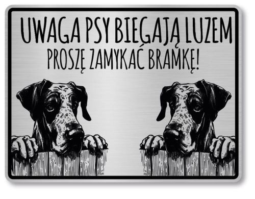 Tabliczka ostrzegawcza - Uwaga pies DOG NIEMIECKI 2 psy