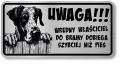 Tabliczka ostrzegawcza - Uwaga pies DOG NIEMIECKI śmieszna