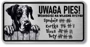 Tabliczka ostrzegawcza - Uwaga pies DOG NIEMIECKI śmieszna