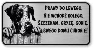 Tabliczka ostrzegawcza - Uwaga pies DOG NIEMIECKI śmieszna