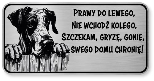 Tabliczka ostrzegawcza - Uwaga pies DOG NIEMIECKI śmieszna