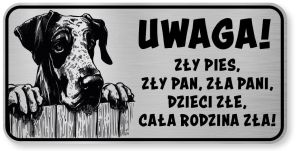 Tabliczka ostrzegawcza - Uwaga pies DOG NIEMIECKI śmieszna