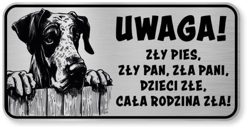 Tabliczka ostrzegawcza - Uwaga pies DOG NIEMIECKI śmieszna
