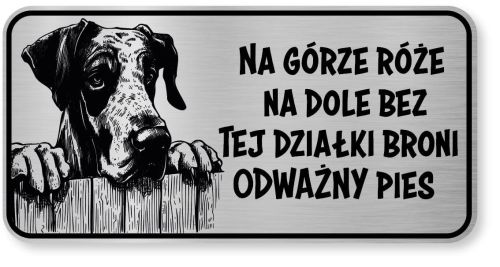 Tabliczka ostrzegawcza - Uwaga pies DOG NIEMIECKI śmieszna