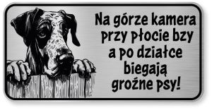 Tabliczka ostrzegawcza - Uwaga pies DOG NIEMIECKI śmieszna