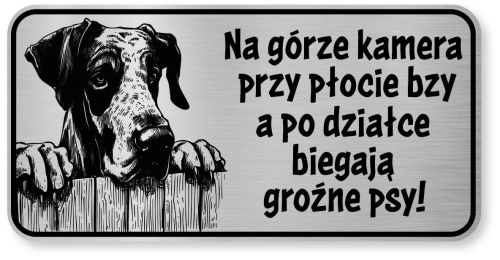 Tabliczka ostrzegawcza - Uwaga pies DOG NIEMIECKI śmieszna
