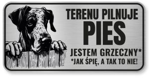 Tabliczka ostrzegawcza - Uwaga pies DOG NIEMIECKI śmieszna