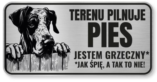 Tabliczka ostrzegawcza - Uwaga pies DOG NIEMIECKI śmieszna