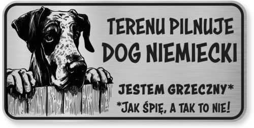 Tabliczka ostrzegawcza - Uwaga pies DOG NIEMIECKI śmieszna