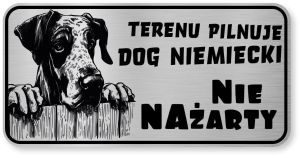 Tabliczka ostrzegawcza - Uwaga pies DOG NIEMIECKI śmieszna
