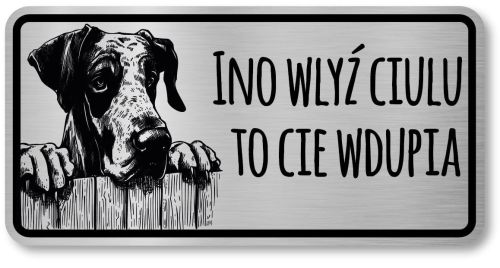 Tabliczka ostrzegawcza - Uwaga pies DOG NIEMIECKI po śląsku
