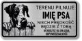 Tabliczka ostrzegawcza - Uwaga pies DOG NIEMIECKI z imieniem