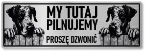 Tabliczka ostrzegawcza - Uwaga pies DOG NIEMIECKI 2 psy