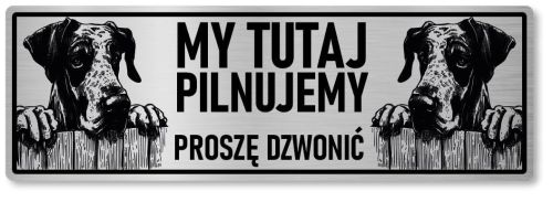 Tabliczka ostrzegawcza - Uwaga pies DOG NIEMIECKI 2 psy