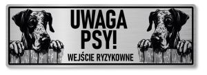 Tabliczka ostrzegawcza - Uwaga pies DOG NIEMIECKI 2 psy
