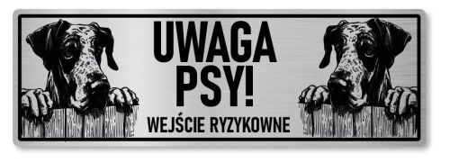Tabliczka ostrzegawcza - Uwaga pies DOG NIEMIECKI 2 psy