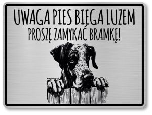 Tabliczka ostrzegawcza - Uwaga pies DOG NIEMIECKI