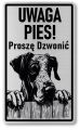 Tabliczka ostrzegawcza - Uwaga pies DOG NIEMIECKI