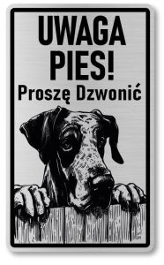 Tabliczka ostrzegawcza - Uwaga pies DOG NIEMIECKI