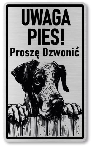 Tabliczka ostrzegawcza - Uwaga pies DOG NIEMIECKI