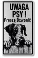 Tabliczka ostrzegawcza - Uwaga pies DOG NIEMIECKI