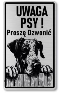 Tabliczka ostrzegawcza - Uwaga pies DOG NIEMIECKI