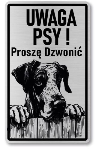 Tabliczka ostrzegawcza - Uwaga pies DOG NIEMIECKI