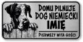 Tabliczka ostrzegawcza - Uwaga pies DOG NIEMIECKI