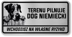 Tabliczka ostrzegawcza - Uwaga pies DOG NIEMIECKI
