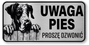 Tabliczka ostrzegawcza - Uwaga pies DOG NIEMIECKI