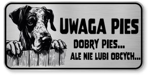 Tabliczka ostrzegawcza - Uwaga pies DOG NIEMIECKI