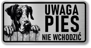 Tabliczka ostrzegawcza - Uwaga pies DOG NIEMIECKI