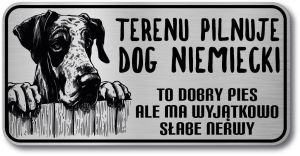 Tabliczka ostrzegawcza - Uwaga pies DOG NIEMIECKI