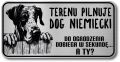 Tabliczka ostrzegawcza - Uwaga pies DOG NIEMIECKI