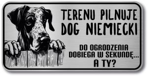 Tabliczka ostrzegawcza - Uwaga pies DOG NIEMIECKI