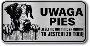Tabliczka ostrzegawcza - Uwaga pies DOG NIEMIECKI
