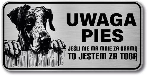 Tabliczka ostrzegawcza - Uwaga pies DOG NIEMIECKI